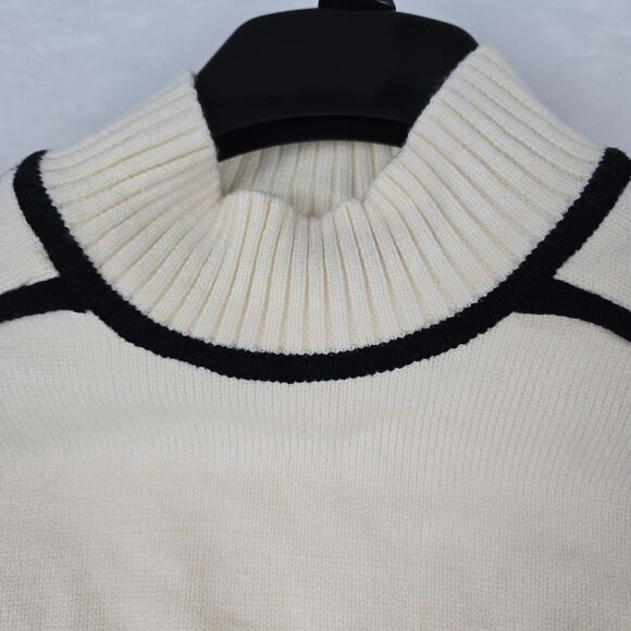 Zaful Women’s Cream Knit Sweater US 4 (Sm) Viscose Blend Contrast Trim Pullover - Picture 10 of 12